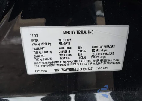 2023 Tesla Model Y Awd/Long Range Dual Motor All-Wheel Drive из США, поврежденный, VIN 7SAYGDEE6PA191137